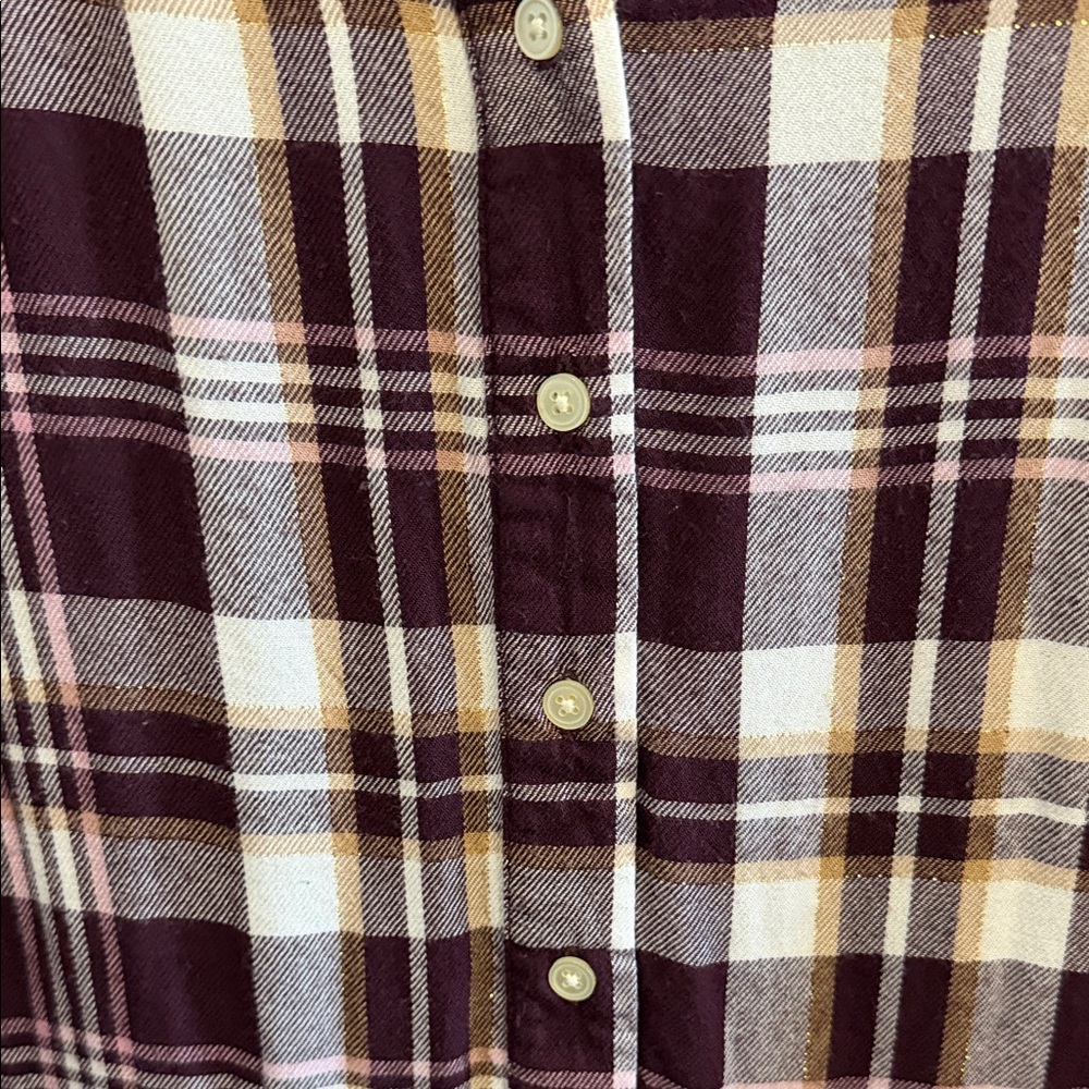 LOFT Burgundy Plaid Button-Front Tunic Top size 20 - Picture 5 of 5